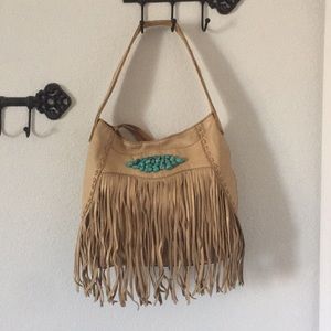 LUCKY Brand Real Leather Boho bag w turquoise